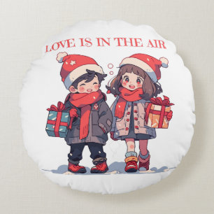 Christmas couple - Love is in the air Round Cushion