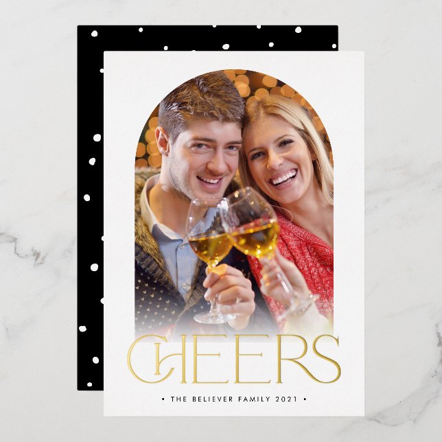 CHRISTMAS COUPLE modern arch photo CHEERS overlay (Front/Back)