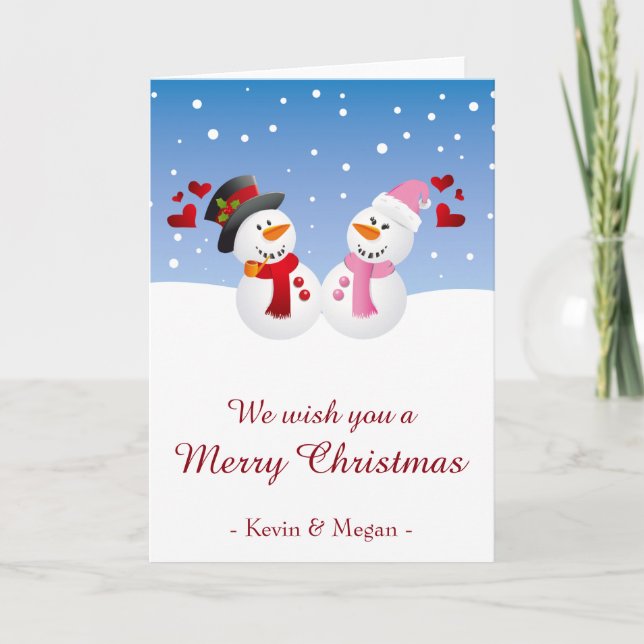 Christmas couple of snowmen funny holidays holiday card (Front)