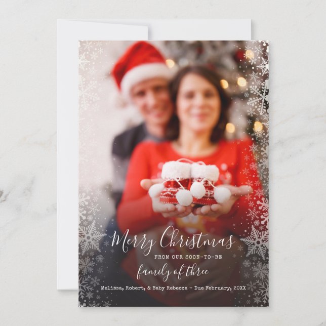 Christmas Couple Photo Family Pregnancy Announcement (Front)