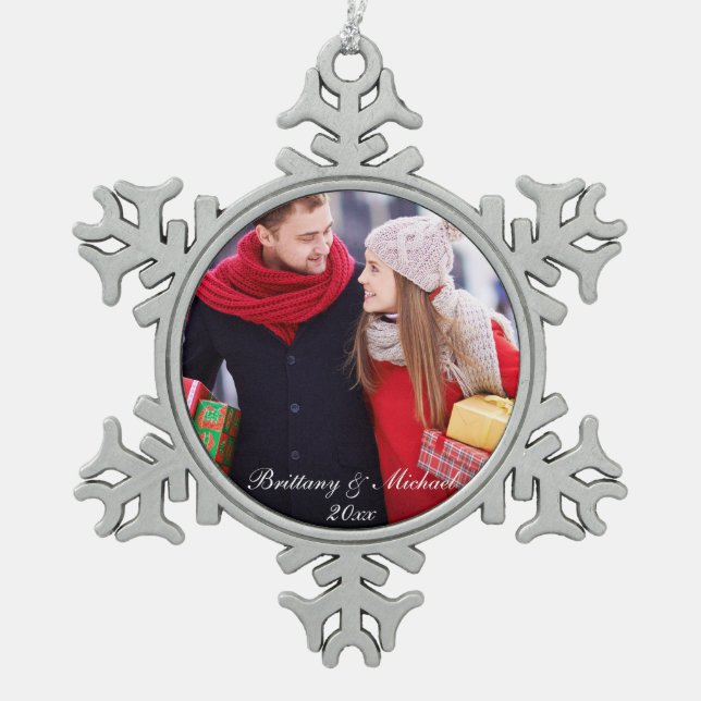 Christmas Couple Photo Ornament Year WSf (Front)