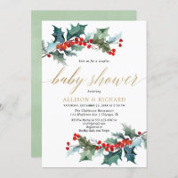 Christmas couples baby shower elegant red gold