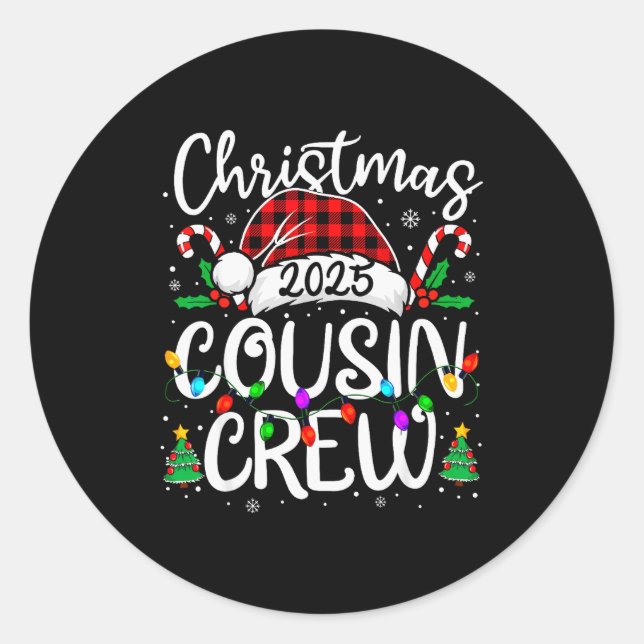 Christmas Cousin Crew 2025 Family Matching Xmas Pa Classic Round Sticker (Front)