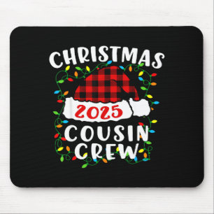 Christmas Cousin Crew 2025 Plaid Santa Hat Xmas Li Mouse Mat