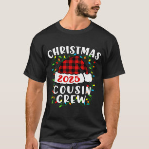 Christmas Cousin Crew 2025 Plaid Santa Hat Xmas Li T-Shirt