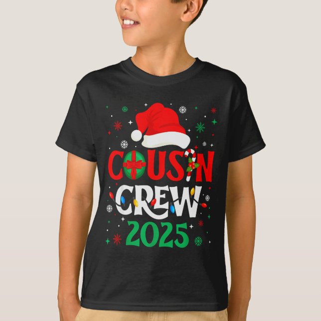Christmas Cousin Crew 2025 Xmas Funny Matching Fam T-Shirt (Front)