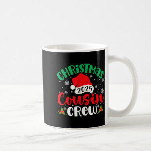 Christmas Cousin Crew 2025 Xmas Santa Hat Matching Coffee Mug
