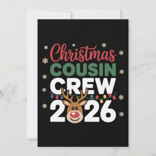 Christmas Cousin Crew 2026 Reindeer Snowflakes Invitation