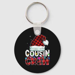 Christmas Cousin Crew Buffalo red plaid Pajamas Fa Key Ring