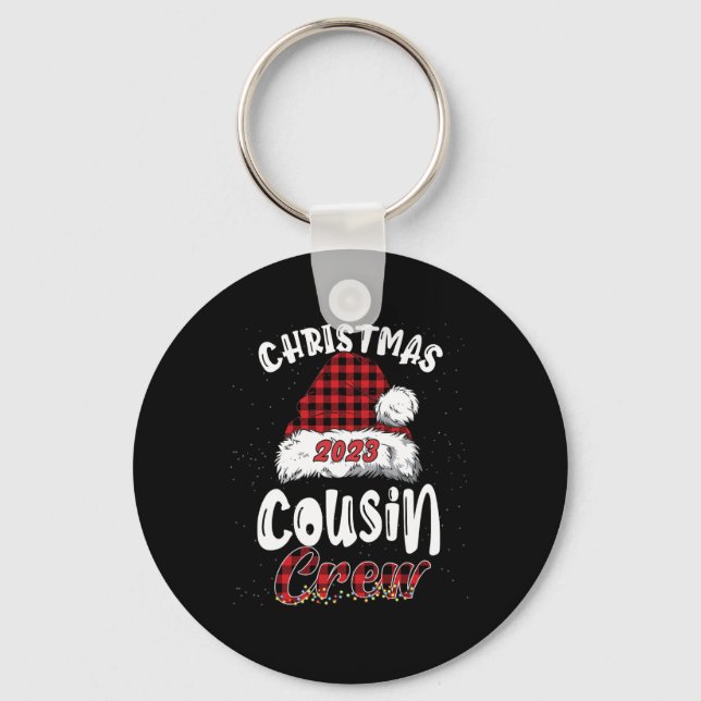 Christmas Cousin Crew Buffalo Red Plaid Pyjamas Fa Key Ring (Front)