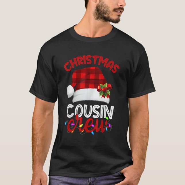 Christmas Cousin Crew Buffalo Red Plaid Pyjamas Fa T-Shirt (Front)