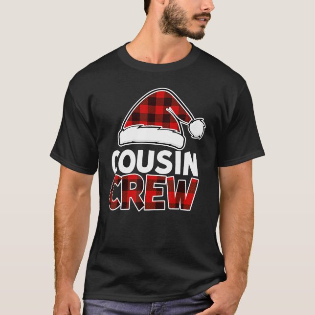 Christmas Cousin Crew Buffalo red plaid Pyjamas Fa T-Shirt (Front)