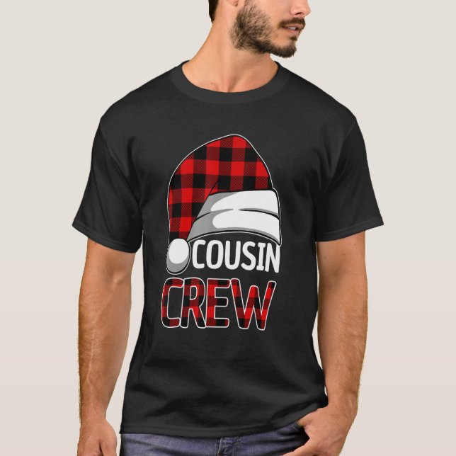 Christmas Cousin Crew Buffalo red Plaid Pyjamas Fa T-Shirt (Front)