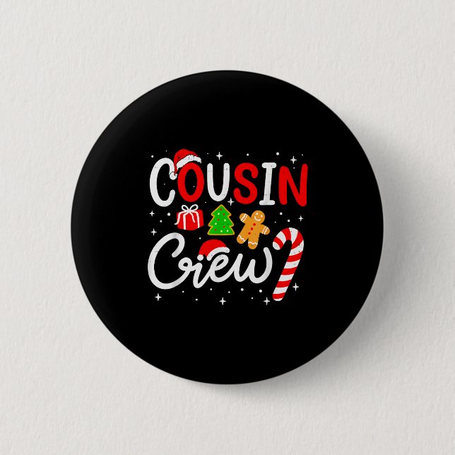 Christmas Cousin Crew Candy Cane Family Matching H 6 Cm Round Badge (Front)