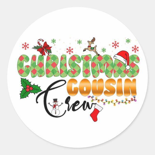 Christmas Cousin Crew Family Reunion  Classic Round Sticker (Front)