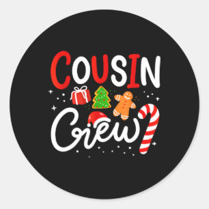 Christmas Cousin Crew Funny Santa Hat Light Kids M Classic Round Sticker