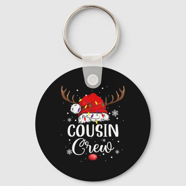 Christmas Cousin Crew Funny Santa Hat Light Kids M Key Ring (Front)