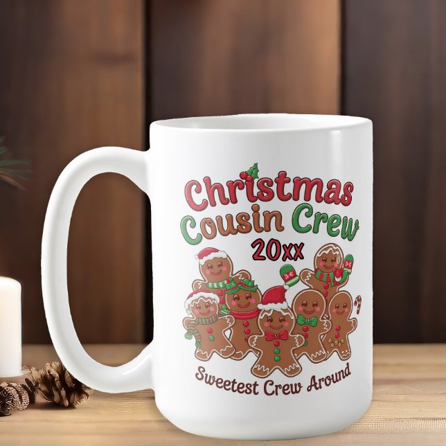 Christmas Cousin Crew Gingerbread Year  Coffee Mug (Gingerbread men Crhistmas cousin crew custom mug)