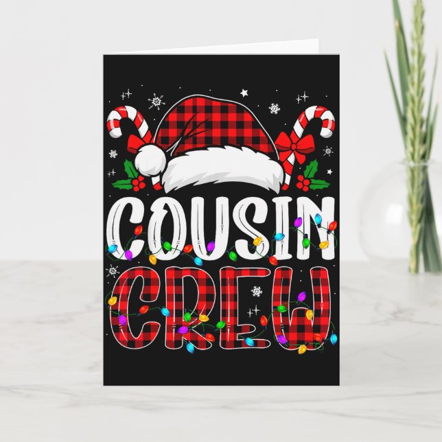 Christmas Cousin Crew Red Plaid Family Matching Xm Card (Front)
