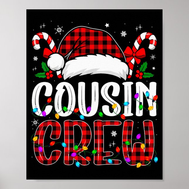 Christmas Cousin Crew Red Plaid Family Matching Xm Poster (Front)