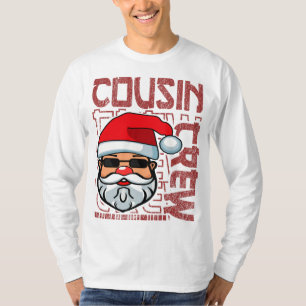 Christmas Cousin Crew Santa Claus Typography Red T-Shirt