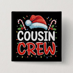 Christmas Cousin Crew Santa Hat 15 Cm Square Badge