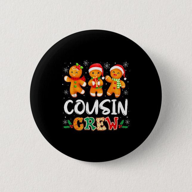Christmas Cousin Crew Santa Hat Family Matching Fu 6 Cm Round Badge (Front)