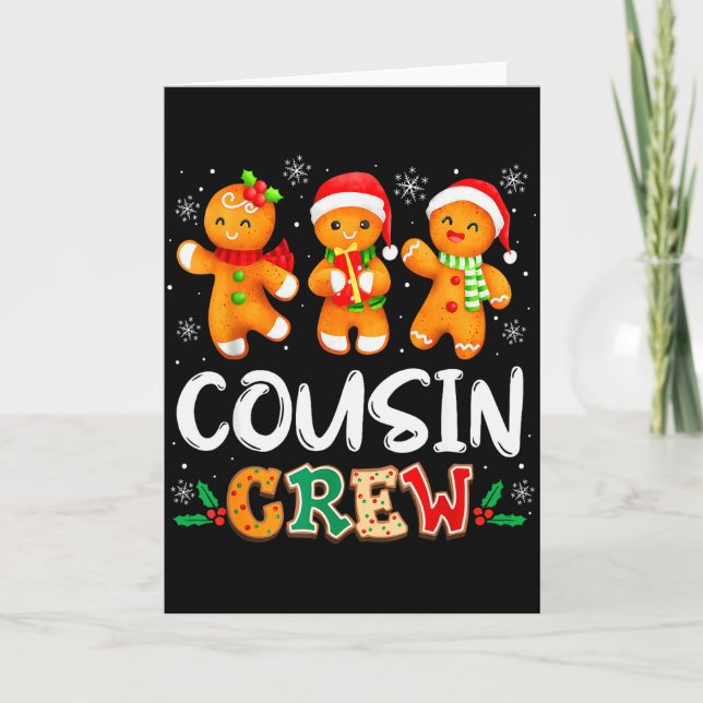 Christmas Cousin Crew Santa Hat Family Matching Fu Card (Front)