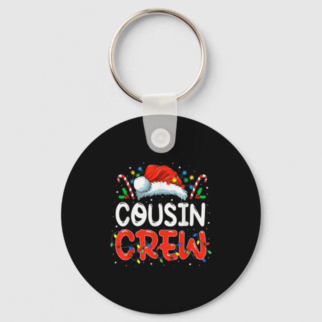 Christmas Cousin Crew Santa Hat Men Women Kids  Key Ring (Front)