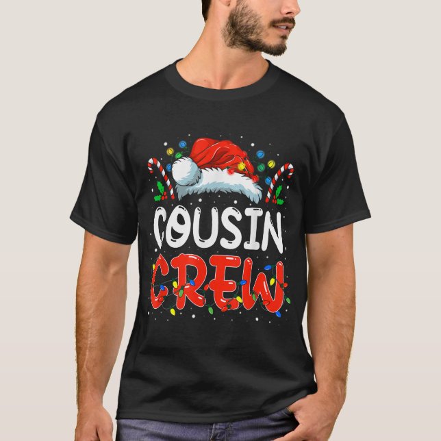 Christmas Cousin Crew Santa Hat Men Women  T-Shirt (Front)