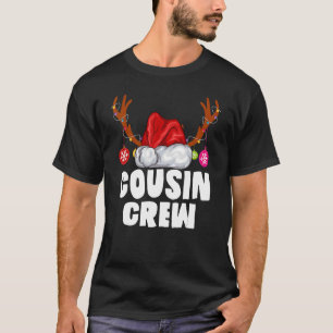 Christmas Cousin Crew Santa Hat Reindeer Antlers L T-Shirt