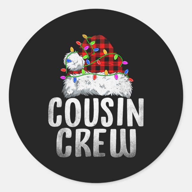 Christmas Cousin Crew Santa Xmas Family Matching P Classic Round Sticker (Front)