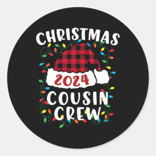 Christmas Cousin Crew Xmas Lights Santa Hat Pajama Classic Round Sticker