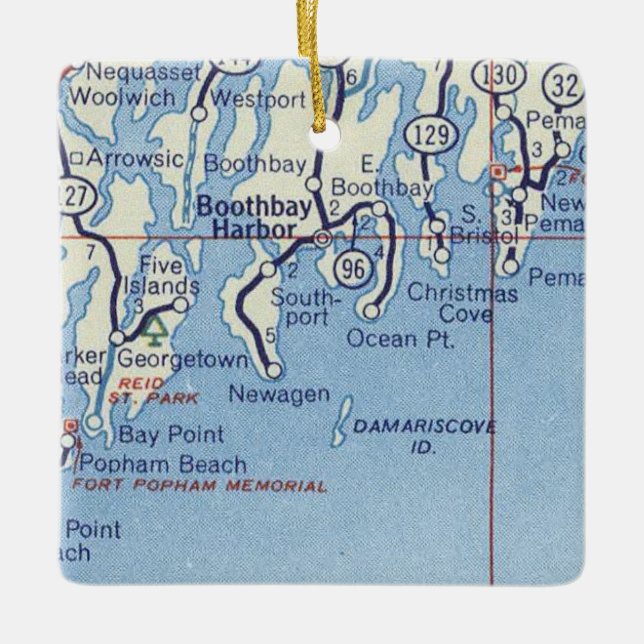 Christmas Cove Vintage Map Ceramic Ornament (Front)