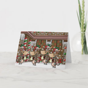 Christmas cow caroling holiday card