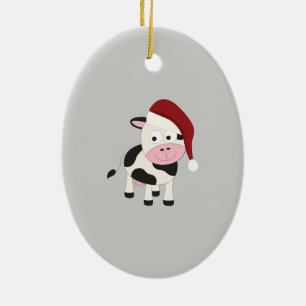 Christmas cow ceramic tree decoration