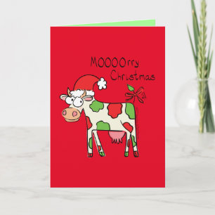 Christmas Cow Funny Cartoon Kids Card