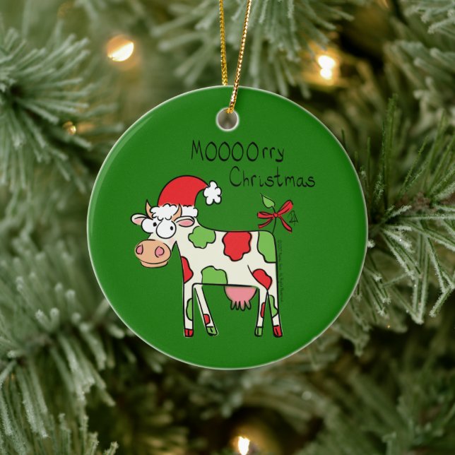 Christmas Cow Funny Cartoon Kids Ceramic Tree Decoration (Tree)