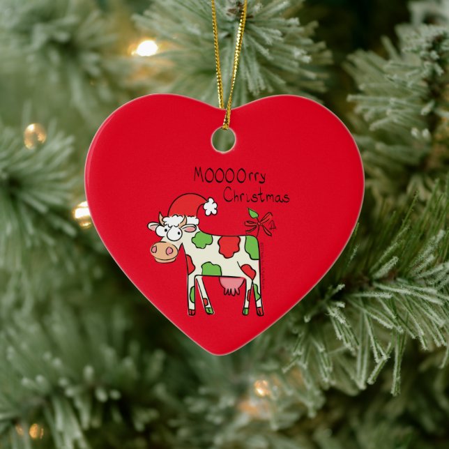 Christmas Cow Funny Cartoon Kids Ceramic Tree Decoration (Tree)