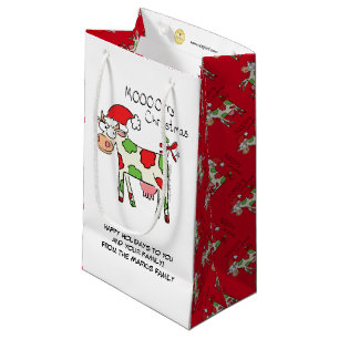 Christmas Cow Funny Cartoon Kids Small Gift Bag