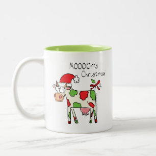 Christmas Cow Funny Cartoon Kids Two-Tone Coffee Mug