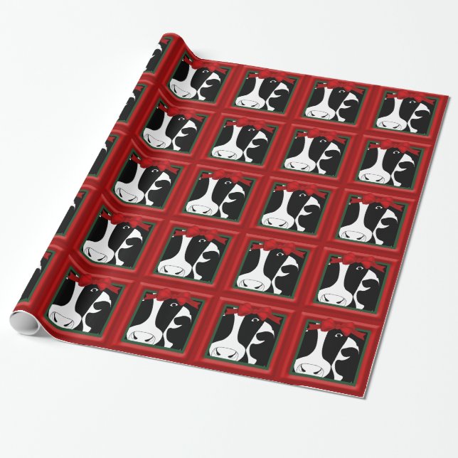 Christmas Cow Glossy Wrapping Papper Paper (Unrolled)