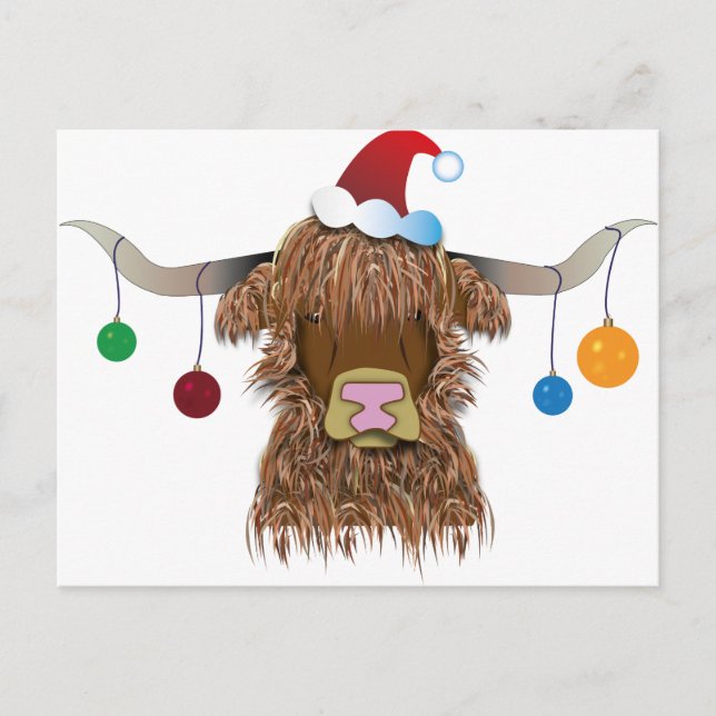 Christmas Cow Holiday Postcard (Front)