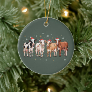 Christmas Cow Lover Gift Funny Holiday Farm Ceramic Tree Decoration