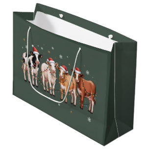 Christmas Cow Lover Gift Funny Holiday Farm Large Gift Bag