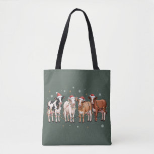 Christmas Cow Lover Gift Funny Holiday Farm Tote Bag