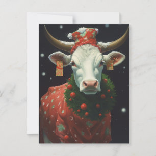 Christmas Cow Postcard