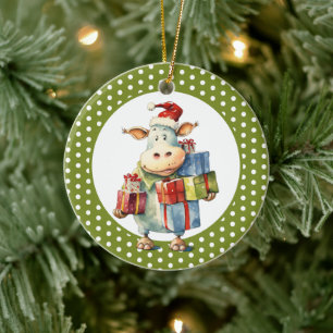 Christmas Cow Pun  Ceramic Tree Decoration