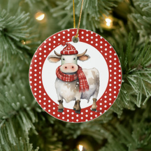 Christmas Cow Pun  Ceramic Tree Decoration