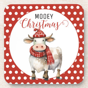 Christmas Cow Pun Coaster